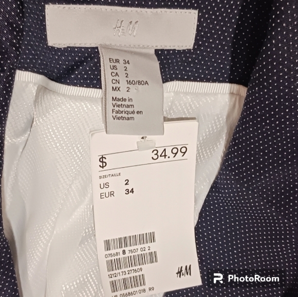 H&M Fitted Blazer Navy White Dot - Picture 8 of 11